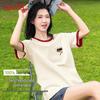 Baleno Damen Reines Baumwoll T-Shirt mit lockerer Passform, Colorblock, Kurzarm