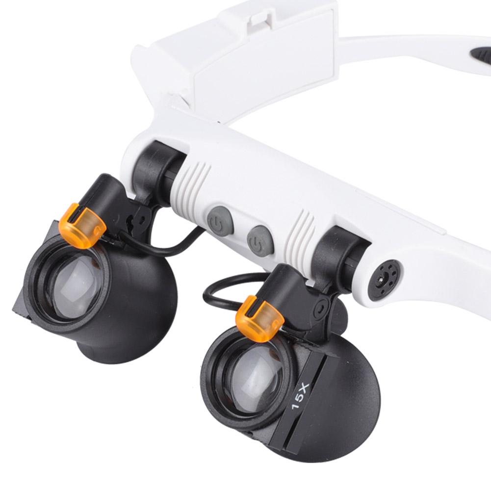 LED-lampa 21 Kombination Huvudband Förstoringsglas Förstoringsglas med Utbytbar Lins