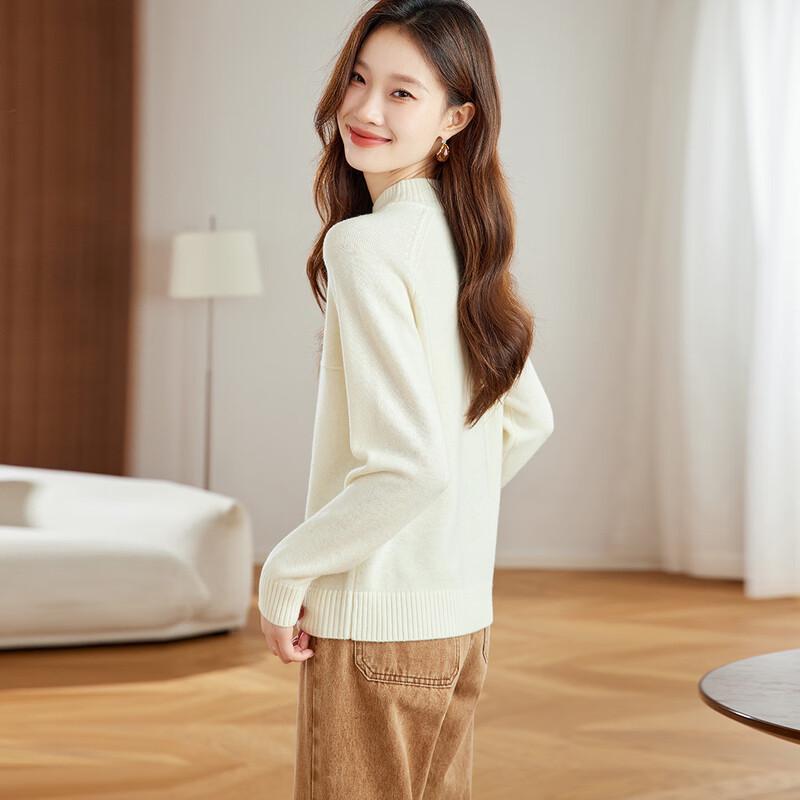 Srcr Women's 100% Merino Wool Semi-High Neck Sweater