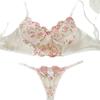 Hot-selling white floral small fresh and comfortable erotic underwear ultra-thin bra European and American women's bra set