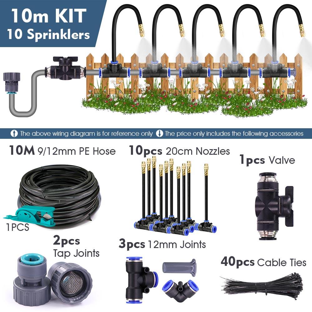 20-5m 3/8" 9/12mm Misting Cooling System 360° Free-bend Brass Nozzle Adjustable Atomizer Sprayer Garden Irrigation 80mesh Filter