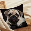 1pc Double Sides Printing Cute Pug Throw Pillow Covers-17.7x17.7in Decorative Pillowcase for Home Bedroom Living Room,Humorous Gift for Dog Lovers Pug