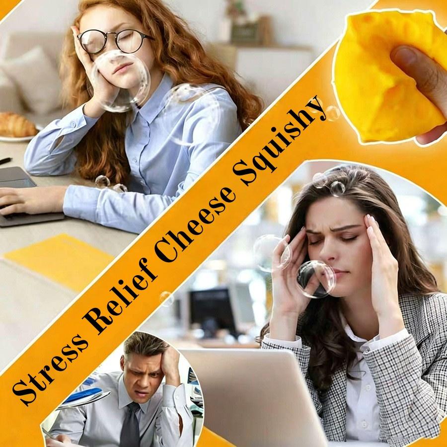 Stress Sensory Squishy Toy TPR Cheese Block Simulation Slow Rebound Pinch Physics Home Furniture Decor Holiday Gifts for Adults