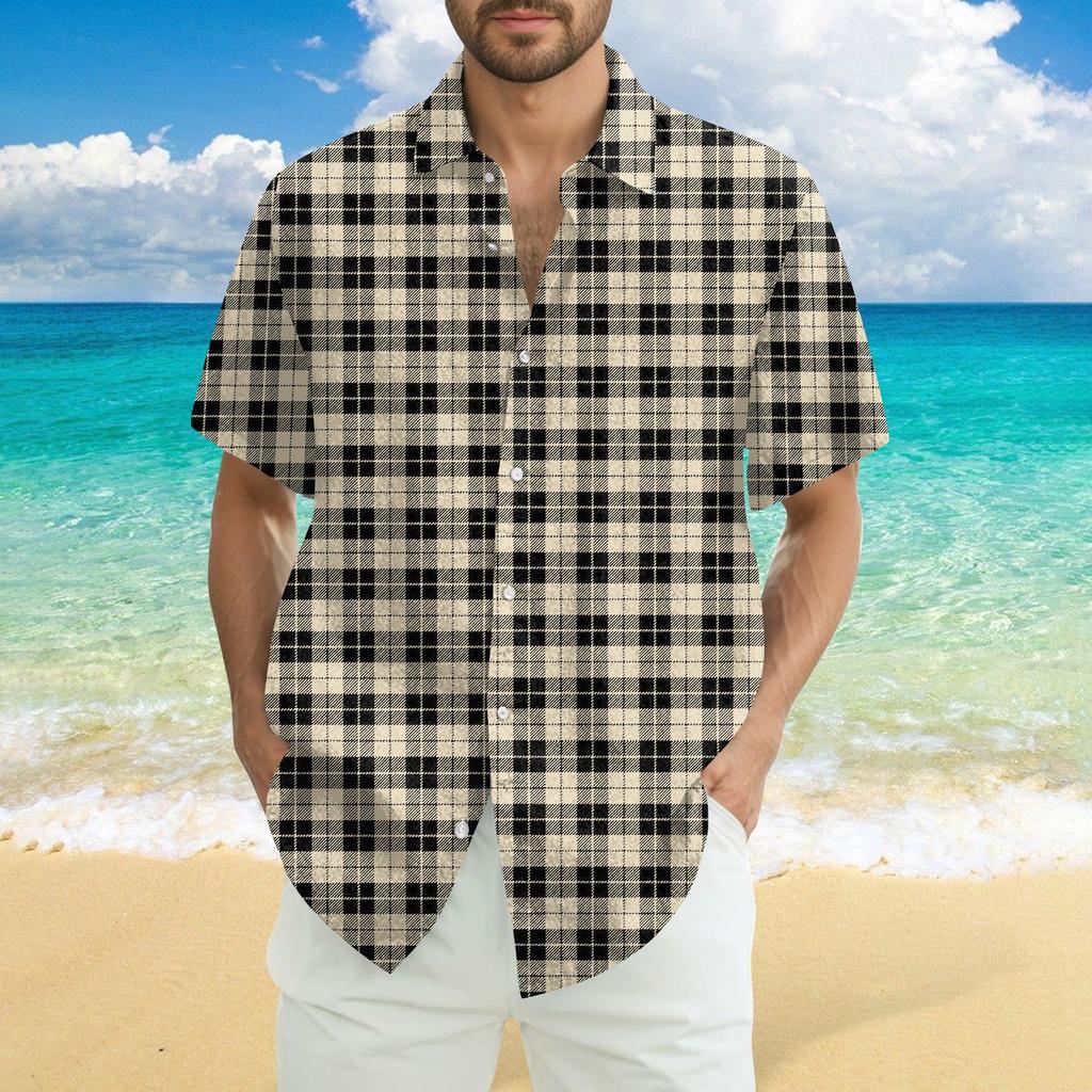 Men's Fashion Casual Loose Hawaiian Print Short-sleeved Shirt
