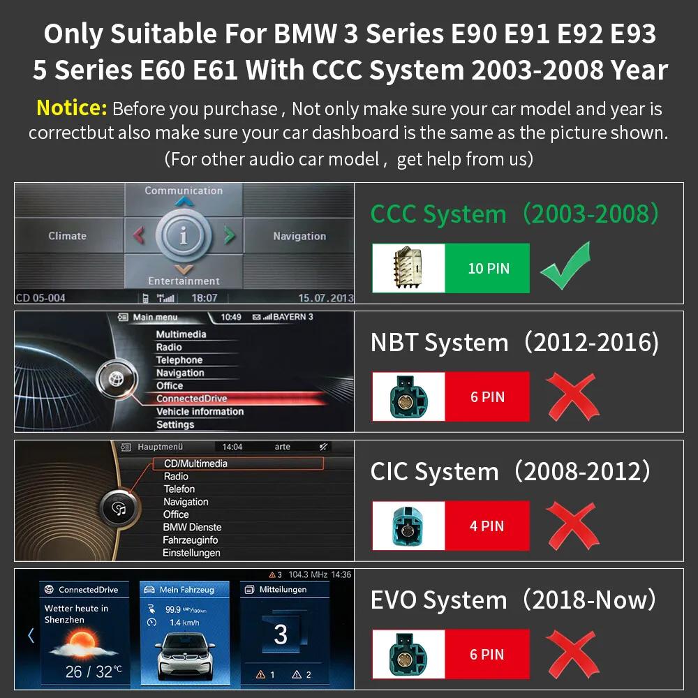 

Для BMW 5Series E60 E61 E63 E64 E90 E91 E92 E93 CCC CIC Беспроводная связь CarPlay Andorid Авто Радио Авторадио Мультимедийный плеер CCC