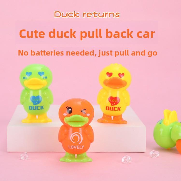 Cartoon Mini Plastic Duck Toy With Rolly Function Kids Interactive Play Car
