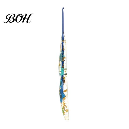 Waterproof Crochet Hook Resin for Beginners, Crocheting Lovers, 2.0mm-8.0mm Ergonomic Smooth Surface with Long Floral Handle Blankets, Dolls, Shawls,