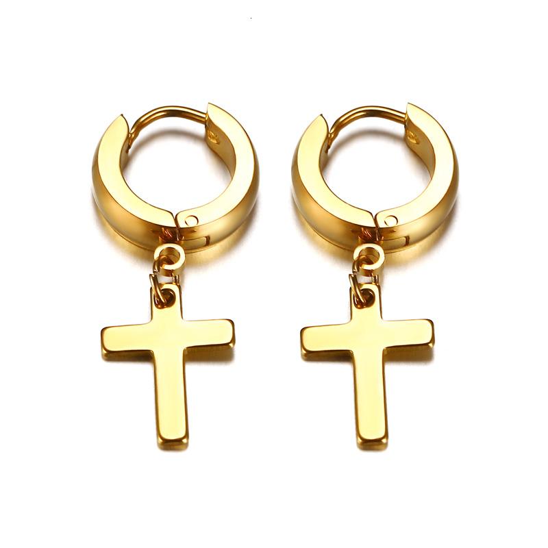 Drop Cross Earring Mens Egyptian Ankh Michael Hang Dangle Earrings Black Stainless Steel Male Punk Jewelry
