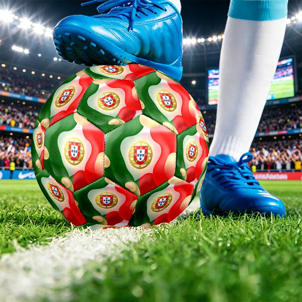 Portugal Football Printed Size 5 Soccer Ball Wear Resistant Standard Adult Training Football Fan Gift for Indoor Outdoor Match Sports