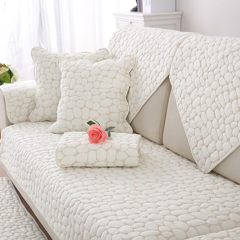Cotton Sofa Cushion Four Seasons General Fabrics Non-Slip Solid Wood Cushion Simple Modern Leather Sofa Cover Backrest Towel