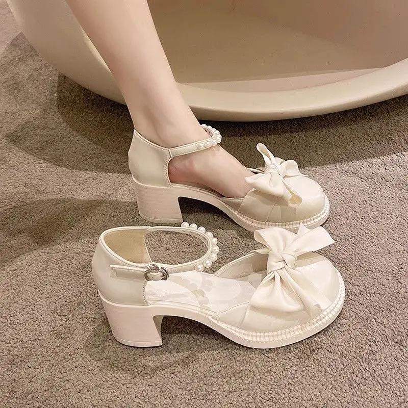 Fashion Round Toe Tip Mary Jen Women's Sandals Chic and Elegant 2025 Trend Luxury Summer Trending Vintage Comfortable Daily Ladies Shoes