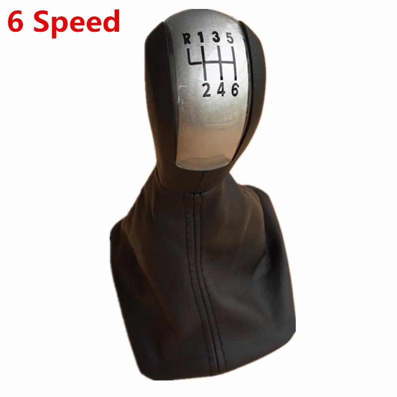 Car 5/6 Speed Gear Stick Shift Knob With Leather Boot Collar For Skoda Octavia A5 MK2 A6 Sedan & Combi 2004 2005 2006 2007 2008