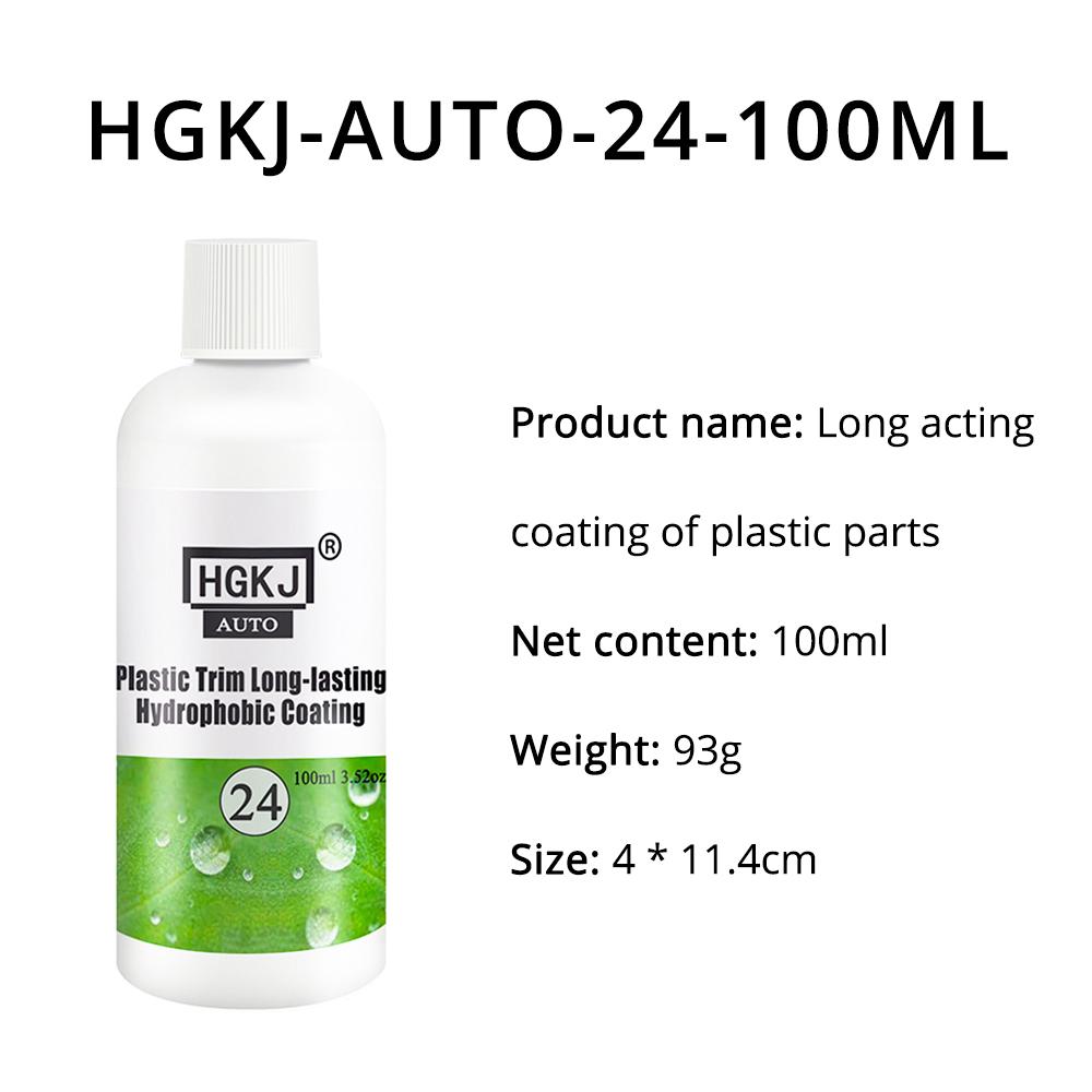 Kunststoff-Renovierer, 20–100 ml, HVIERO 24, Beschichtung für Auto-Kunststoff/Gummi-Reparatur, Reinigung, Wiederherstellung, Glanz, schwarzer Glanz, Versiegelung, Aufhellung, Runderneuerung