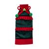 Cute Wine Bottle Costumes Christmas Cover with Bow & Pom Pom, Drawstring Red Gift Wrapping Supplies Green Wrap for Holiday Table Decor, Party