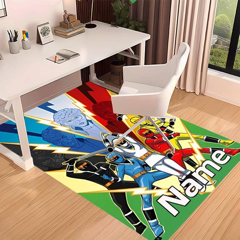 Custom Personalization Mighty Morphin Power Rangers Print Area Rug - Soft, Washable Non-Slip Indoor Mat,Living Room,Home&Office Decorative Rug