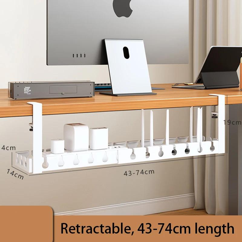 Bandeja de Gerenciamento de Cabos Sob a Mesa, Canaleta Extensível Resistente de Aço para Esconder Cabos Sob a Mesa, Porta-Cabos para Régua de Energia Gerenciamento de Fios