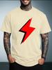 Unisexs Summer Crew Neck T Shirt Simple Red Lightning Bolt Graphic Tee Casual Loose Streetwear Fashion Daily Short Sleeve Top