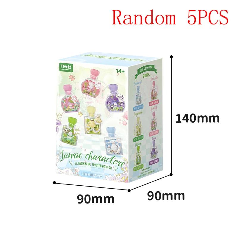 Non-Toxic Sanrio Perfume Bottle Blind Box Building Blocks Hellokitty Kuromi Pochacco Model Bricks With Light Ornaments Kids Diy Toys Gifts