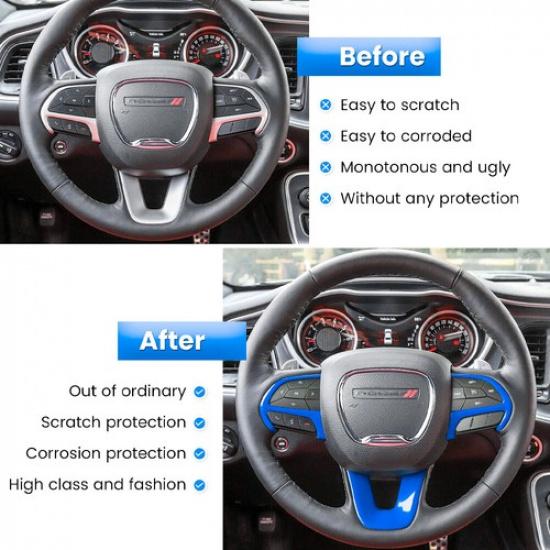 Blue Steering Wheel Moulding Cover Trim Decor for Dodge Challenger Charger 15+