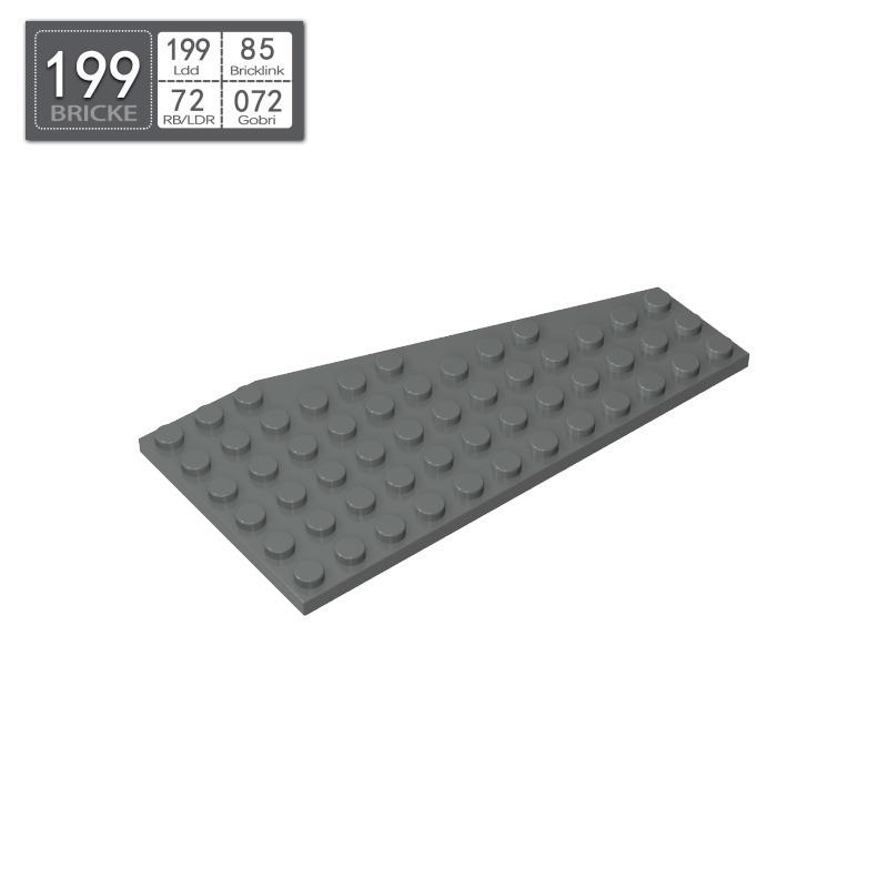Brick Guest BRICKE 30355 6x12 Wedge Plate (Left) Compatible with LEGO MOC Accessories. Piece темно-серого