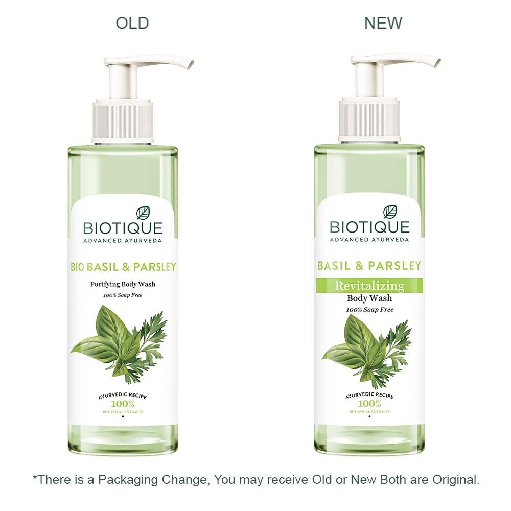 Biotique Basil Parsley Body Wash 200ml For Soft Glowing Skin Natural Brightening Deep Cleansing All Skin Types Botanical Extracts