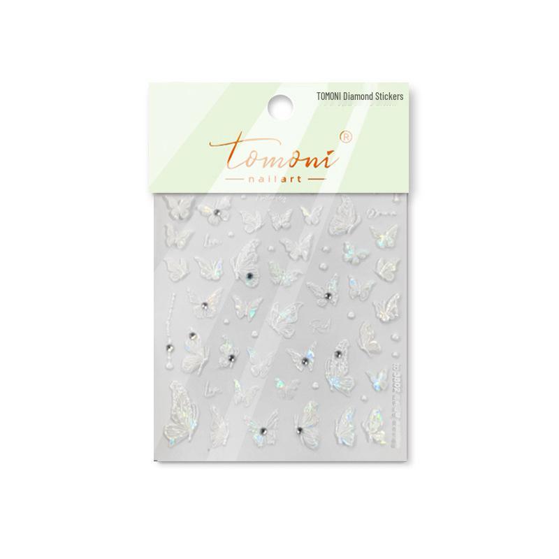 Tomoni Crystal Diamond Japanese Retro Butterfly Nail Art Stickers 3801