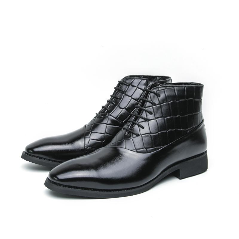 Men Casual Lacing Formal Business Ankle Boots Outdoor Boots Black Shoes Brown High Boots Large Size