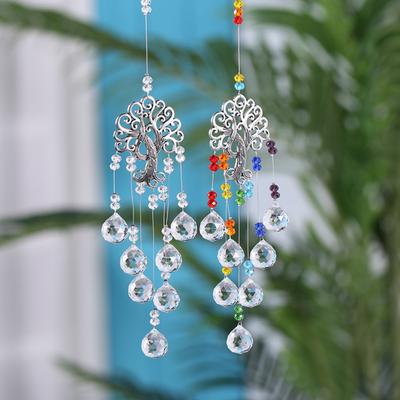 Tree of Life Faux Crystal Suncatcher Decoration Indoor Outdoor Natural Stone Tree Window Hanging Ornament Rainbow Maker Pendant