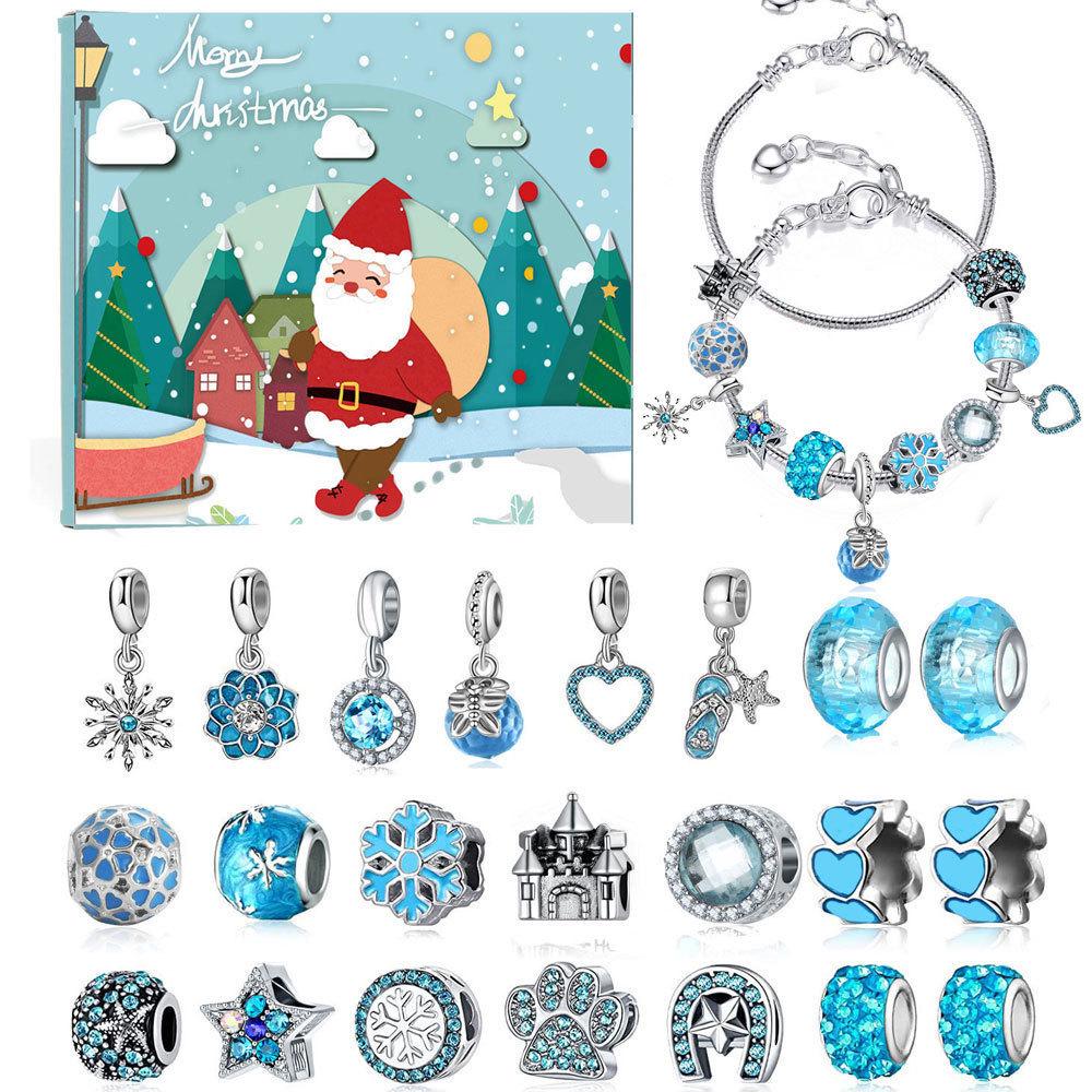 Cross-border Christmas Countdown: 24-Grid DIY Bracelet & Necklace Gift Set for Kids