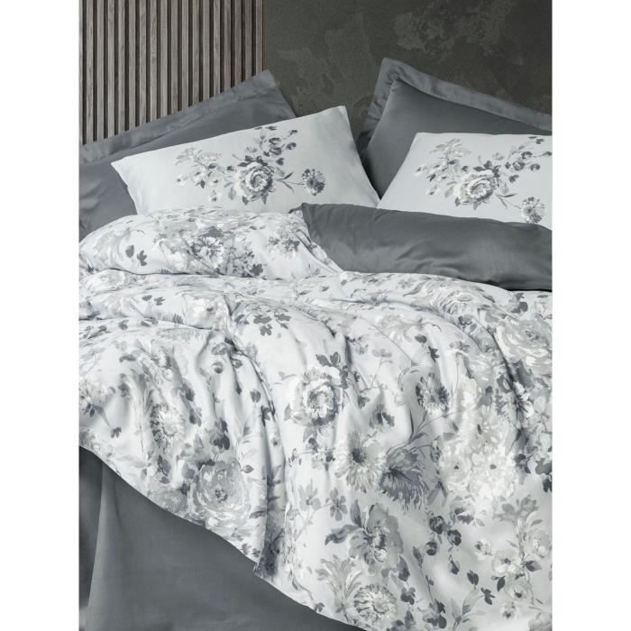 Bedding Set - 1 Duvet Cover 220 X 240 Cm + 2 Pillowcases 60 X 60 Cm - Sateen 100% Cotton - Grey