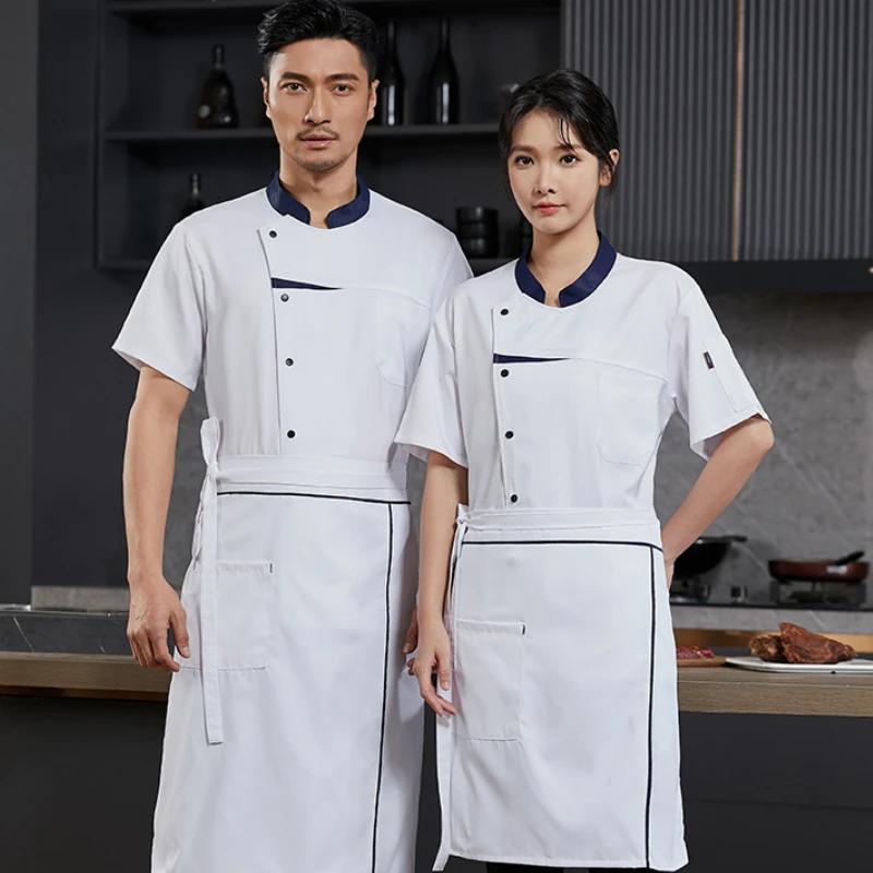 Chef Jacket Men Women Short Sleeve for Hotel Restaurant Kitchen Waiter Baking Bartender Uniforms