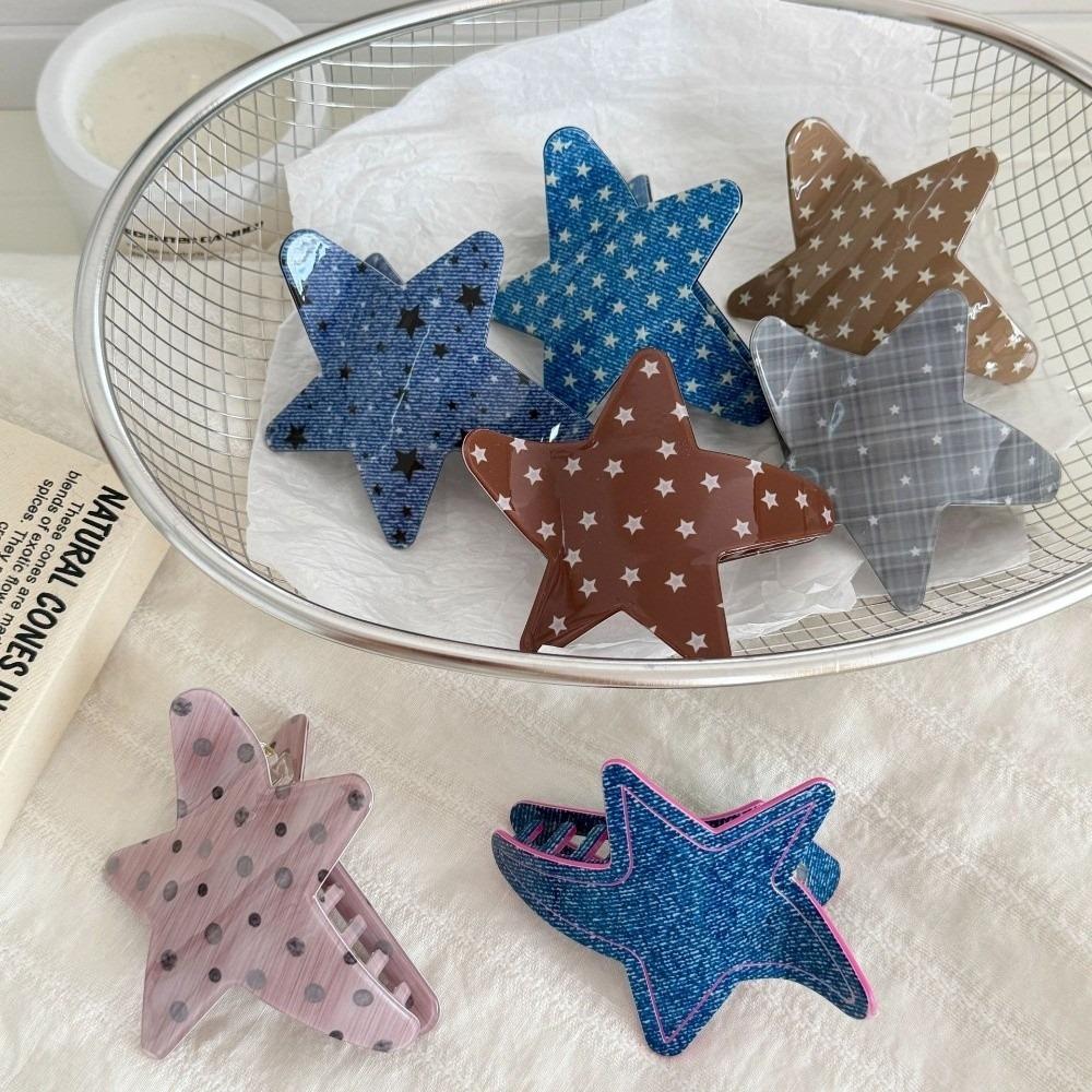 Geometric Acrylic Shark Clip Pentagram Hair Clips Trendy Star Shape Hair Claw Casual