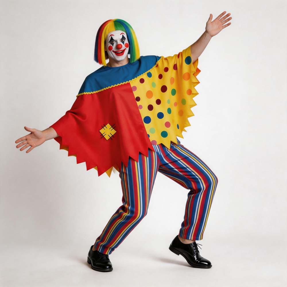Clown Cape Cosplay Costume Set Halloween Party Role Play Outfit for Adults New