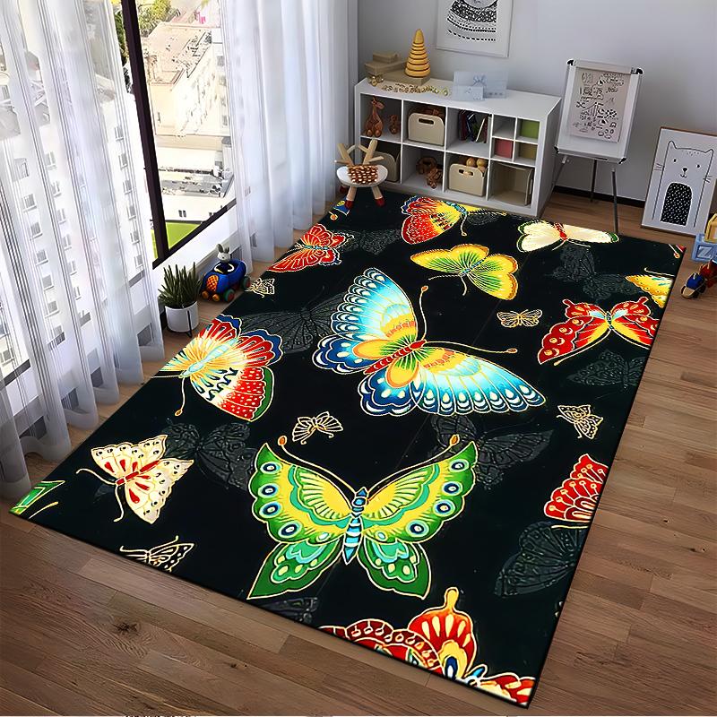 Colorful Butterfly Pattern Carpet – Soft Area Rug for Living Room Decor Suitable for Use As an Anti-slip for Living Room Bedroom Sofas