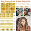 290Pcs Gold Silver Dreadlock Jewelry Hollow Out Metal Hair Rings Charms Hair Braiding Rings  Unisex