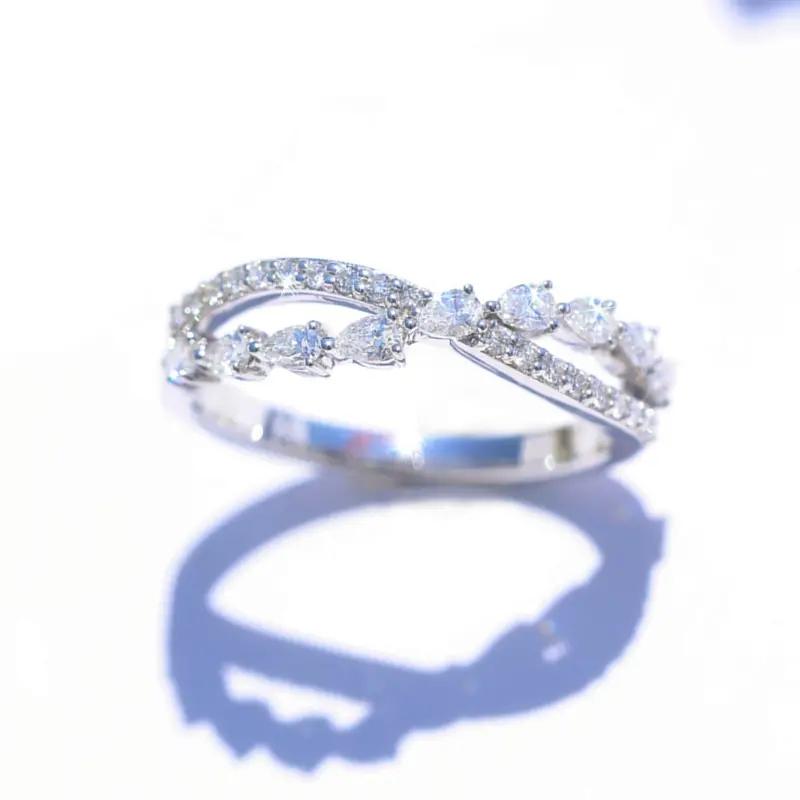 Xiaomi Huitan Delicate Silver Color Cross Rings with Pear CZ Exquisite Women Accessories for Wedding Party Fashion Versatile Jewelry