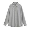 Women's Retro Striped Long Sleeve Lapel Shirt - Casual, Loose Fit for Spring and Autumn