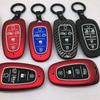 Carbon Fiber Abs +Silicone Car Key Fob Case Cover For Hyundai Solaris Sonata Hybrid Nexo Nx4 New Grand Santa Fe Tucson