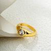 Minimalist Gold Plated Round Circle Zircon Ring for Women Vintage Geometric Waterproof Rings Fashion Wedding Party Jewelry