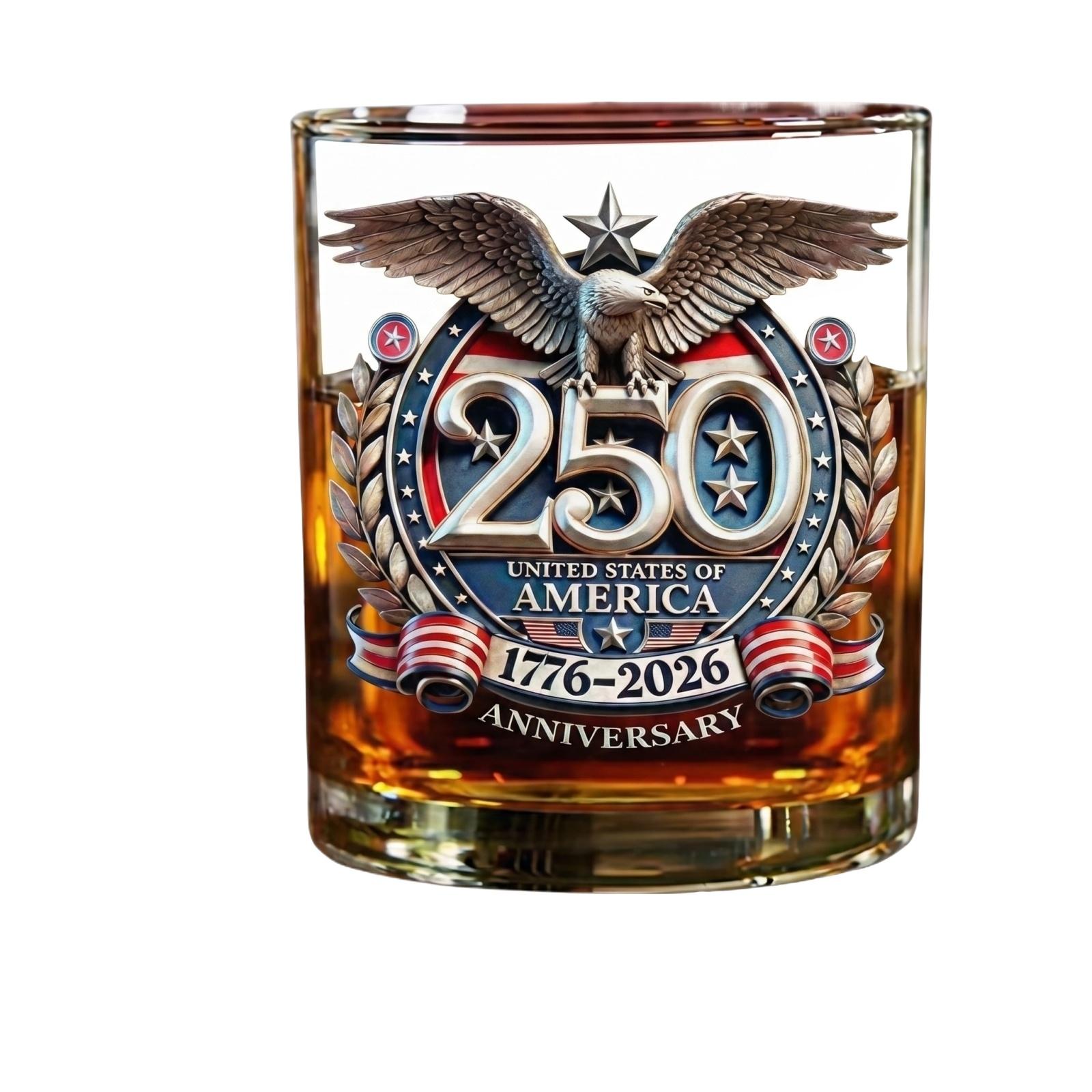 

0th Independence Day Anniversary Whiskey Glass - Heavy Bottom Glass, 0 Years USA Celebration Gift One Size