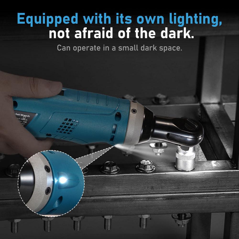 Rechargeable 90° Right Angle Electric Ratchet Wrench with Lithium Battery