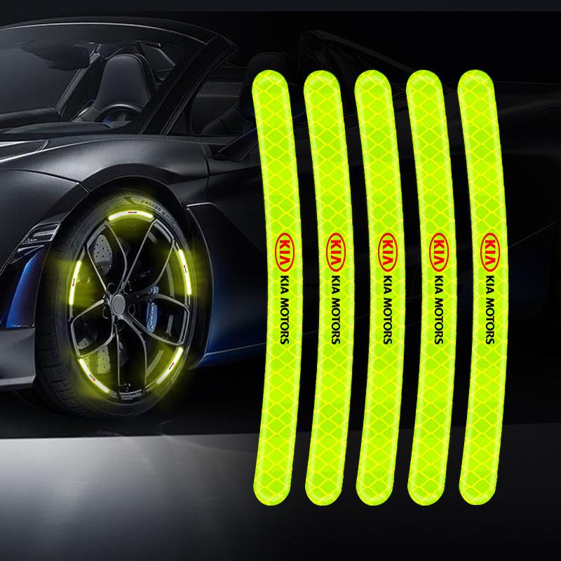 Fashion Car Wheel Hub Reflective Stickers Tire Rim Luminous Car Accessories For KIA sportage ceed sorento cerato optima picanto rio soul k3 k5
