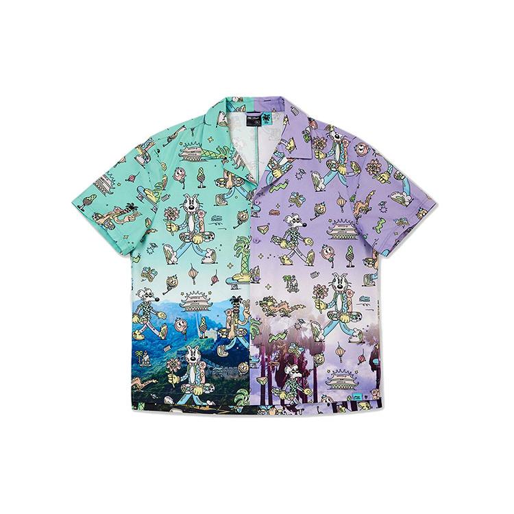 Li Ning X STEVEN HARRINGTON Skateboard Shirts Unisex Multicolor Lapel Moderate Shirt ASHR139-1