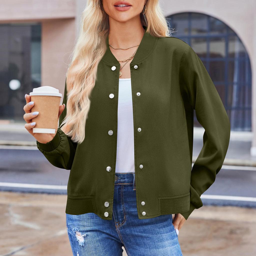 Women's Casual Loose Fit Long Sleeve Hoodie Jacket with Stand Collar for Street