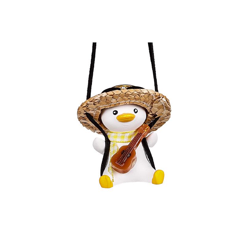 Cute Car Mirror Pendant: Glasses-Wearing Duck Ornament for Rearview Mirror 