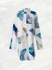 Trendy 3D Floral Print Lapel Long Sleeve Dress