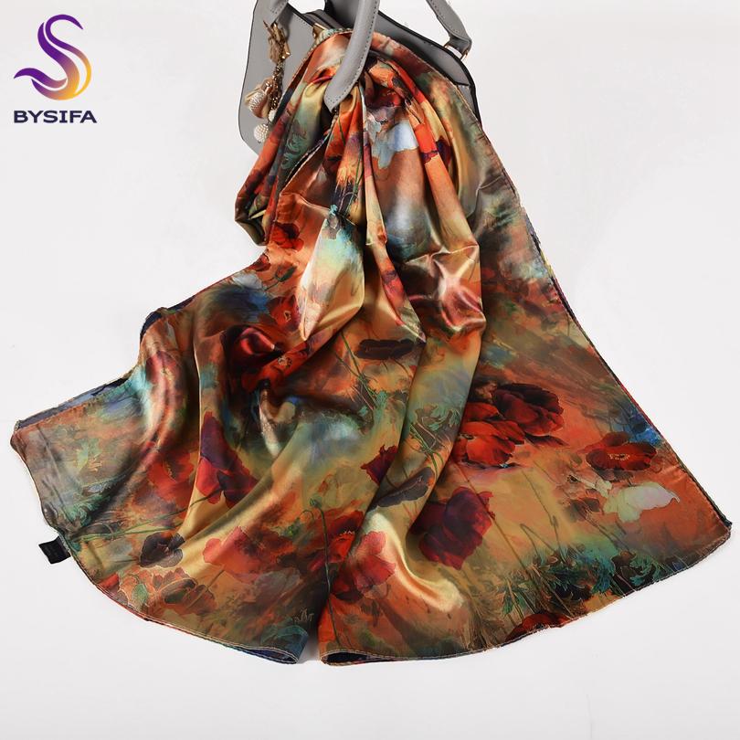 [BYSIFA] Grey Pink Peony Women Satin Long Silk Scarf Shawl Chinese Style Scarves Printed Fall Winter Female Head Scarf 160*70cm