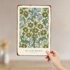 Retro Floral Botanical Leaf Metal Wall Art, Easter Plaque, Green Beige Aged Parchment Decor for Home