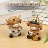 2Pcs Highland Cow Statue Home Ornament Resin Statue Ox Figurine for Home Bookshelf Office Table Decor Figurine As Birthday Gift