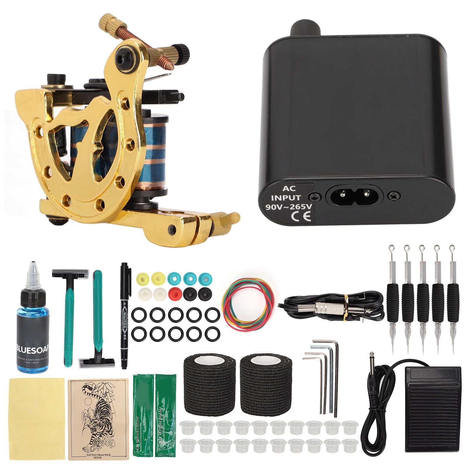 

Профессиональный набор тату-машинок, чашки для пигмента, крем для заживления, аксессуары для татуировки для начинающих US Plug